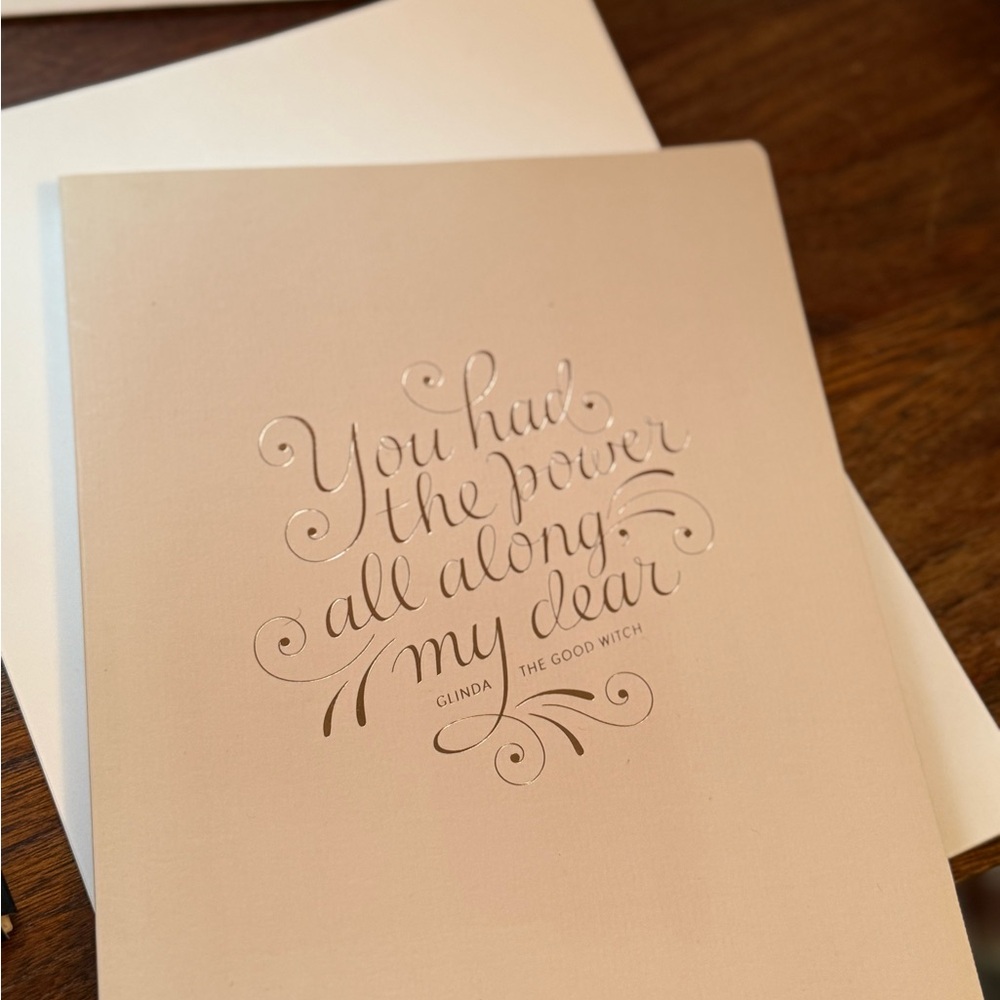 Paper Source Cream and Silver Notebook with Elegant Calligraphy Quoting Glenda